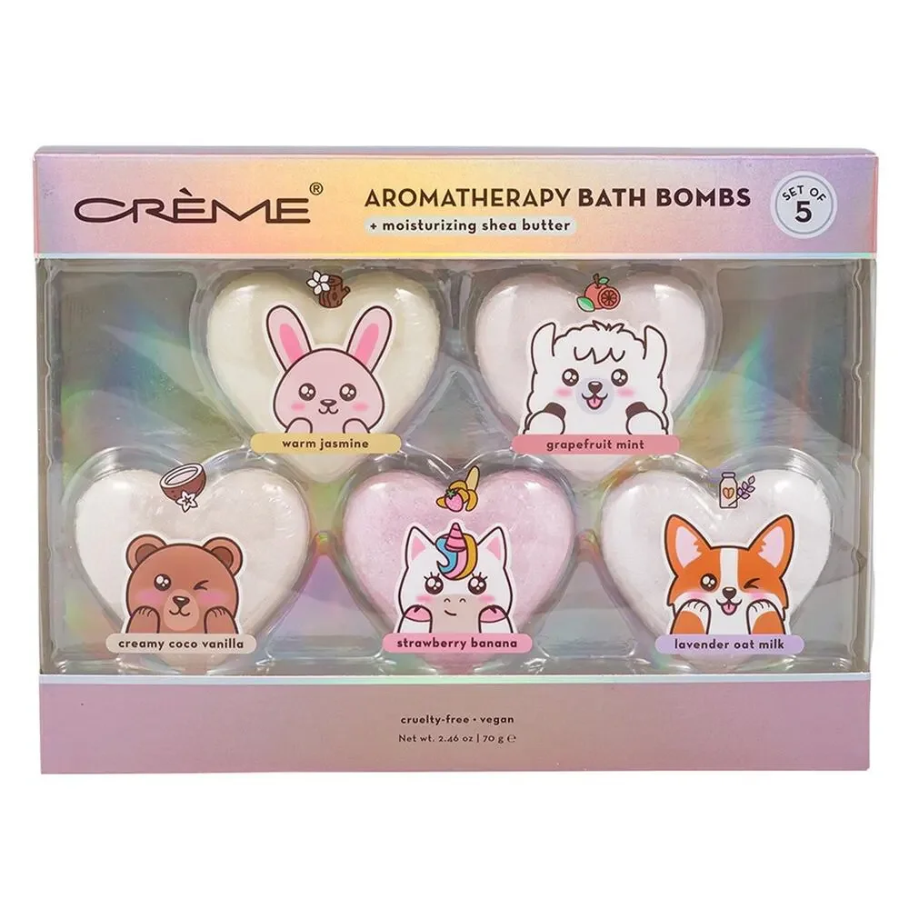 The Crème Shop Aromatherapy Bath Bombs with Moisutrizing Shea Butter, Set of 5